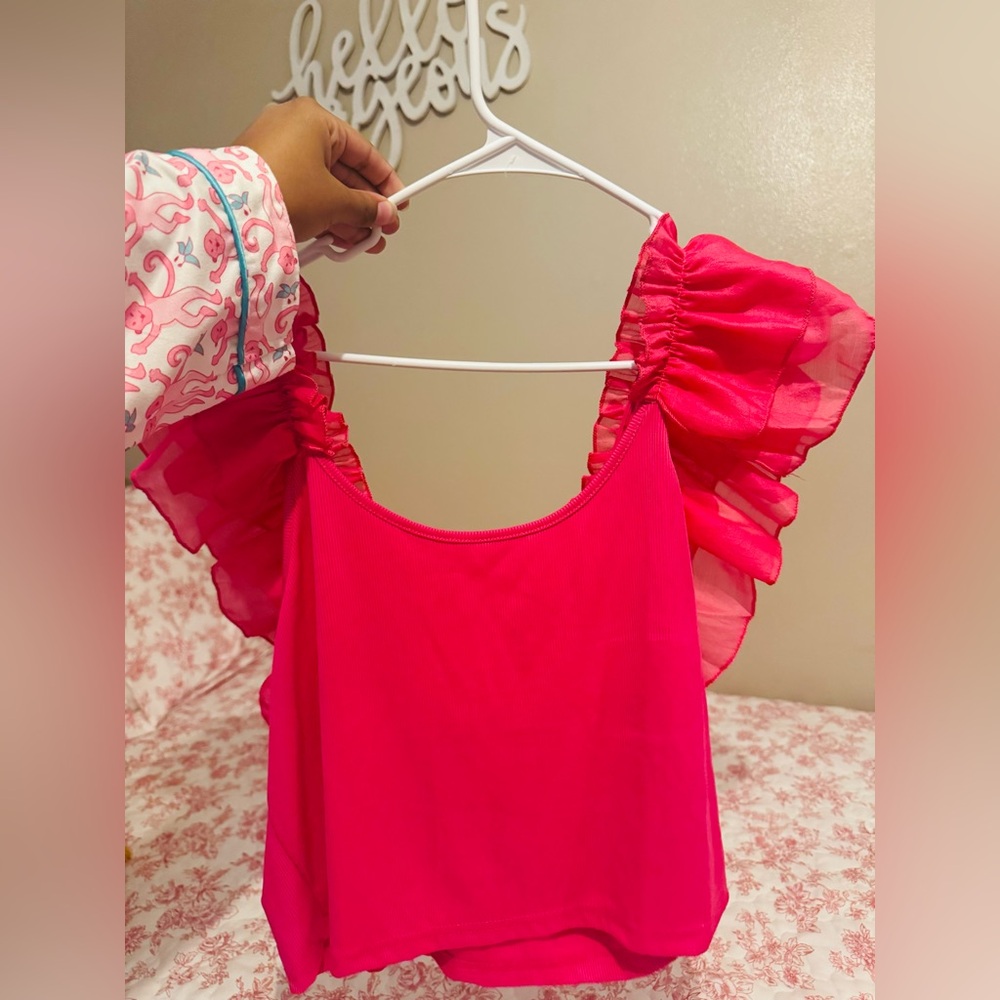 Shein Pink Puff Sleve Top